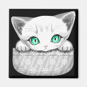 Kat Schattige en speels piekend uit een broekzak Magneet (Voorkant)