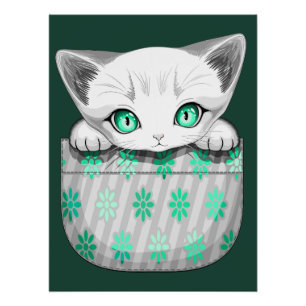 Kat Schattige en speels piekend uit een broekzak Perfect Poster