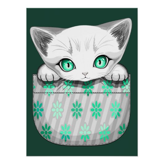 Kat Schattige en speels piekend uit een broekzak Perfect Poster (Voorkant)