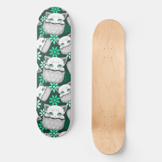 Kat Schattige en speels piekend uit een broekzak Persoonlijk Skateboard (Voorkant)