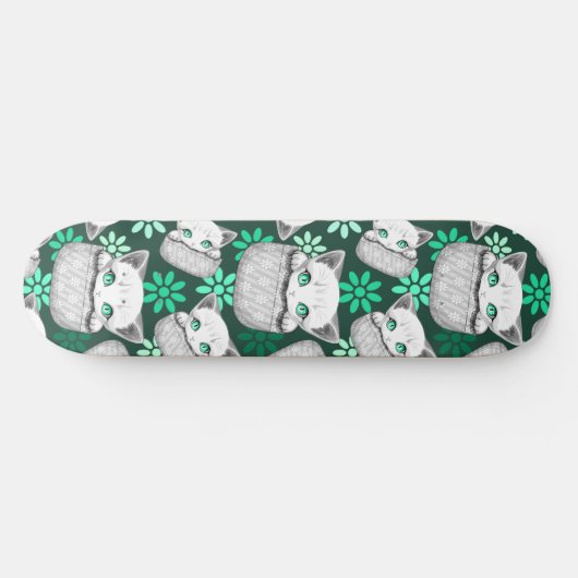 Kat Schattige en speels piekend uit een broekzak Persoonlijk Skateboard (Horizontaal)