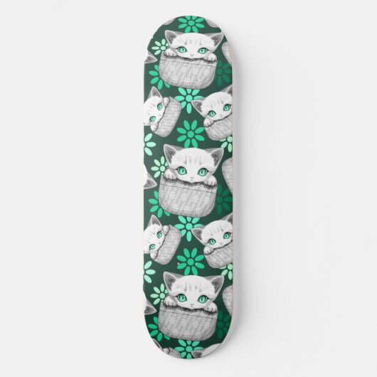 Kat Schattige en speels piekend uit een broekzak Persoonlijk Skateboard (Voorkant)