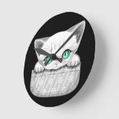 Kat Schattige en speels piekend uit een broekzak Ronde Klok (Hoek)