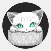 Kat Schattige en speels piekend uit een broekzak Ronde Sticker (Voorkant)