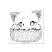 Kat Schattige en speels piekend uit een broekzak Rubberstempel (Afrduk)