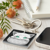 Kat Schattige en speels piekend uit een broekzak Sleutelhanger (Voorkant Rechts)