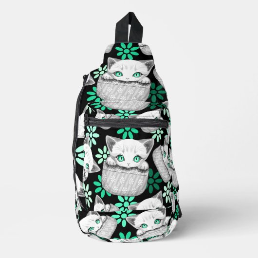 Kat Schattige en speels piekend uit een broekzak Sling Bag (Voorkant)