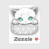 Kat Schattige en speels piekend uit een broekzak Sticker (Vel)