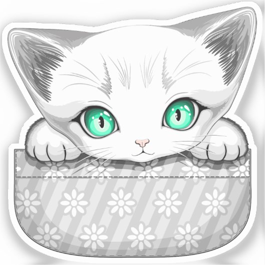 Kat Schattige en speels piekend uit een broekzak Sticker (Voorkant)