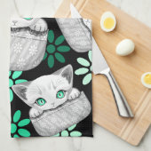 Kat Schattige en speels piekend uit een broekzak Theedoek (Quarter Fold)