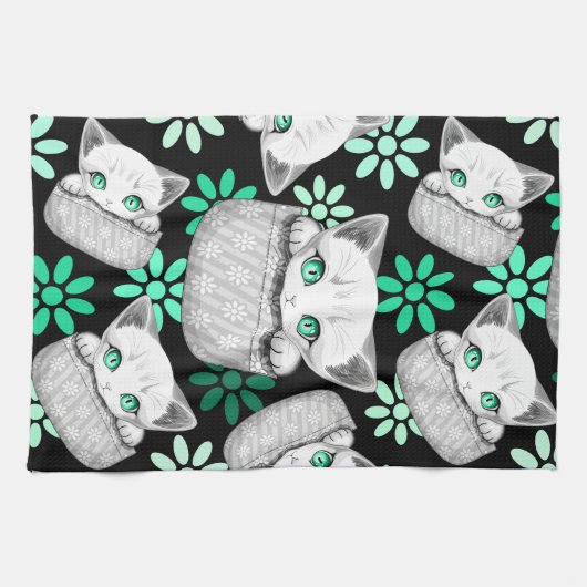 Kat Schattige en speels piekend uit een broekzak Theedoek (Horizontaal)
