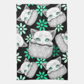 Kat Schattige en speels piekend uit een broekzak Theedoek (Verticaal)