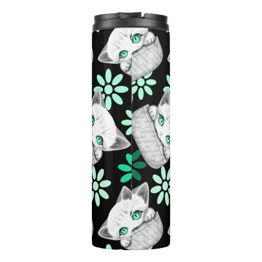 Kat Schattige en speels piekend uit een broekzak Thermosbeker (Achterkant)