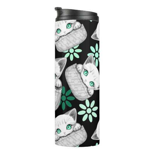 Kat Schattige en speels piekend uit een broekzak Thermosbeker (Geroteerd rechts)
