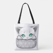 Kat Schattige en speels piekend uit een broekzak Tote Bag (Achterkant)