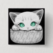 Kat Schattige en speels piekend uit een broekzak Vierkante Button 5,1 Cm (Voorkant)