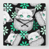 Kat Schattige en speels piekend uit een broekzak Vierkante Klok (Voorkant)