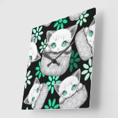 Kat Schattige en speels piekend uit een broekzak Vierkante Klok (Hoek)