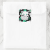 Kat Schattige en speels piekend uit een broekzak Vierkante Sticker (Tas)