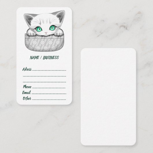 Kat Schattige en speels piekend uit een broekzak Visitekaartje (Voorkant / Achterkant)