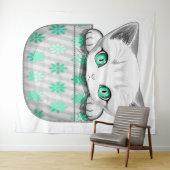 Kat Schattige en speels piekend uit een broekzak Wandkleed (In Situ (horizontaal))