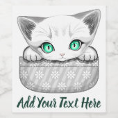 Kat Schattige en speels piekend uit een broekzak Wijn Etiket (Enkel label)