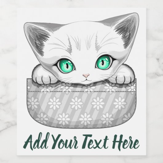 Kat Schattige en speels piekend uit een broekzak Wijn Etiket (Enkel label)