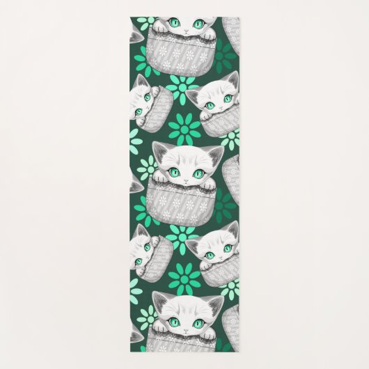 Kat Schattige en speels piekend uit een broekzak Yogamat (Voorkant)