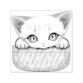 Kat Schattige en speels piekend uit een broekzak Zelfinktende Stempel (Design)