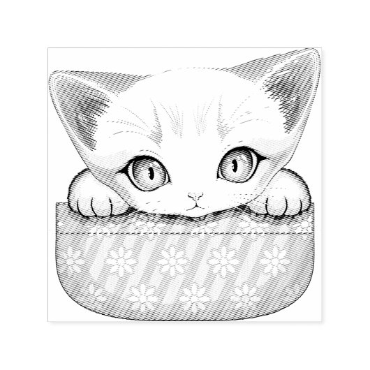 Kat Schattige en speels piekend uit een broekzak Zelfinktende Stempel (Design)