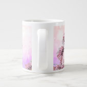 Kat Schattige Roze Bloemen Grote Koffiekop (Achterkant)