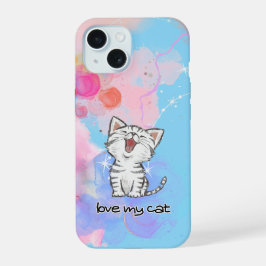 Kat schattige telefoonhoesje iPhone 15 case