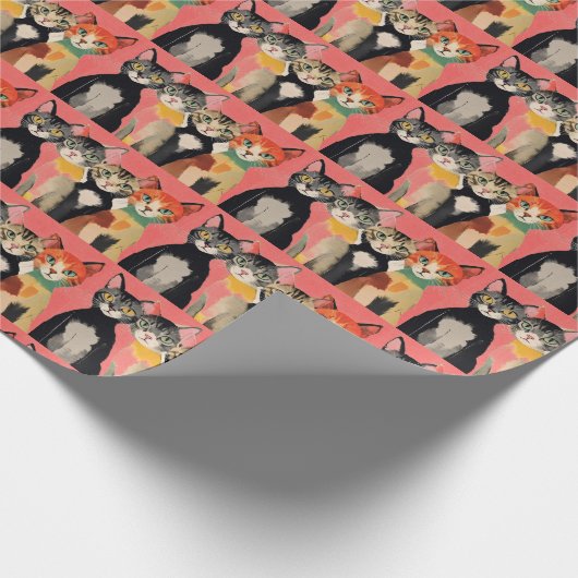 KAT SCHATTIGEE KATTEN KERSTINPAKPAPIER CADEAUPAPIER (Hoek)