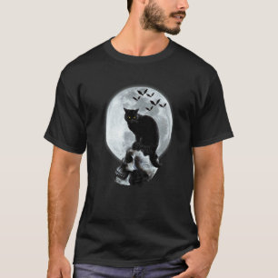 Kat & Schedel Maan Gothische Grafische Enge Hallow T-shirt