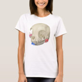 Kat schedel met flora t-shirt (Voorkant)
