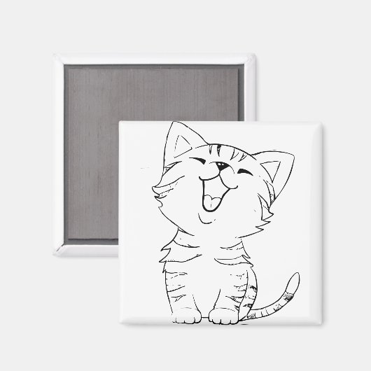 Kat Schets Tekening Grafische Kunsten Kitten Silho Magneet (Voorkant / Achterkant)