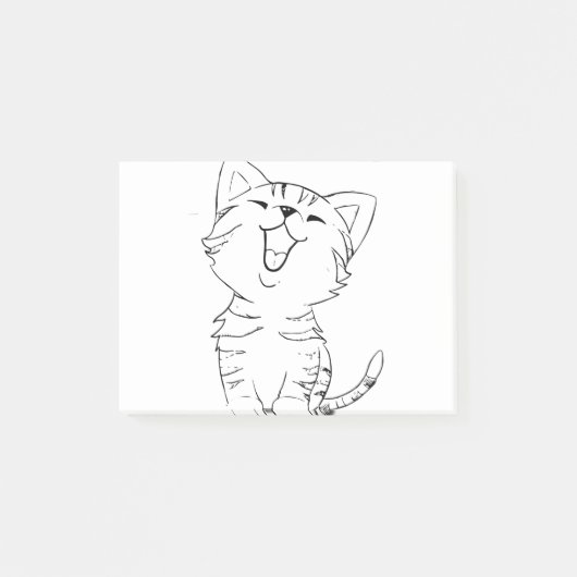 Kat Schets Tekening Grafische Kunsten Kitten Silho Post-it® Notes (Voorkant)