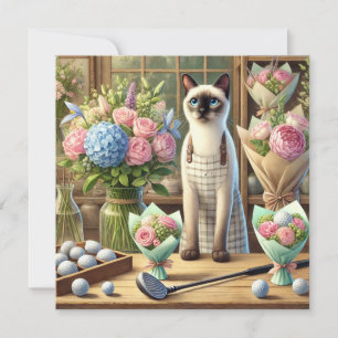 Kat Schikken Mooie Bloemen Voor Golfer Feestdagenkaart