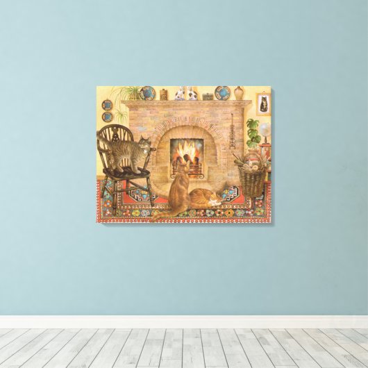 Kat schilderdoek canvas afdruk (Insitu (Houten vloer))