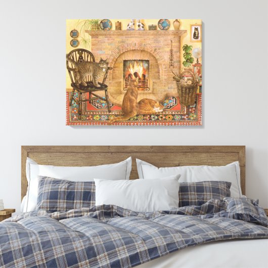 Kat schilderdoek canvas afdruk (Insitu (Slaapkamer))