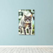 Kat schilderen canvas afdruk (Insitu (Houten vloer))