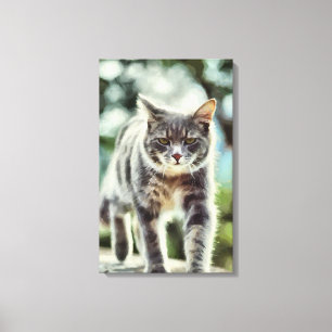 Kat schilderen canvas afdruk