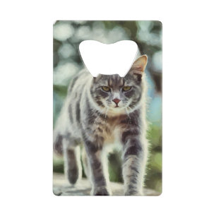 Kat schilderen creditkaart flessenopener