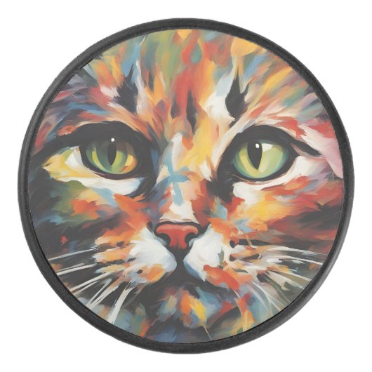 Kat schilderen hockey puck (Voorkant)