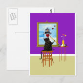 Kat Schilderen Lichte huis+Harten Briefkaart (Voorkant / Achterkant)