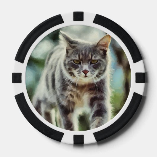 Kat schilderen poker chips (Voorkant)