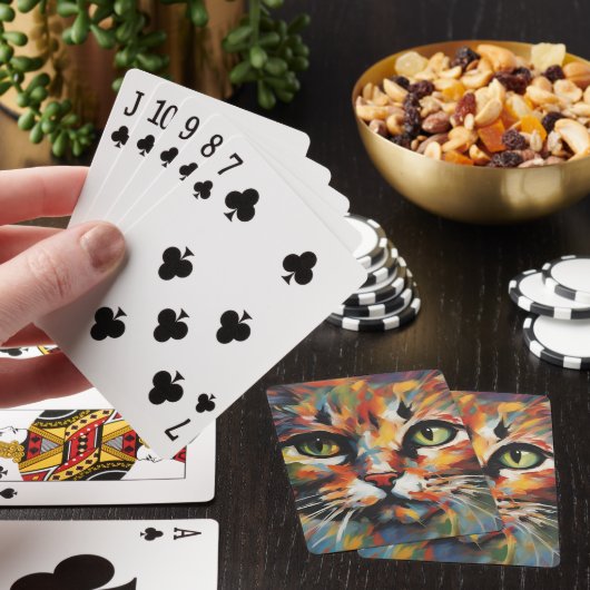 Kat schilderen pokerkaarten (Insitu)