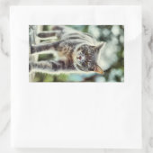 Kat schilderen rechthoekige sticker (Tas)
