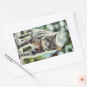 Kat schilderen rechthoekige sticker (Envelop)