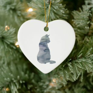 Kat schilderen Silhouette kerstkunst Keramisch Ornament